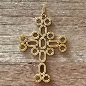 14k gold Milor Italian Free form Cross Pendant